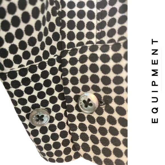 EQUIPMENT | Black and Cream Polka Dot Silk Shirt, Size L - Picture 5 of 5